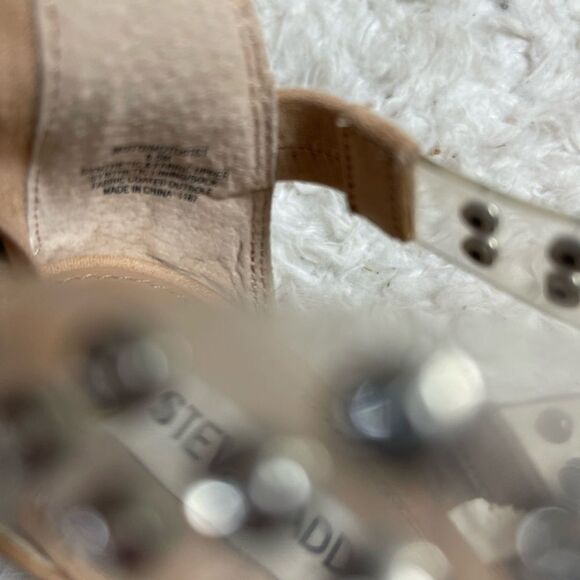 Steve Madden Moto Multi Straps Stud clear ankle strap sandals back zipper SZ8.5M - Picture 7 of 9